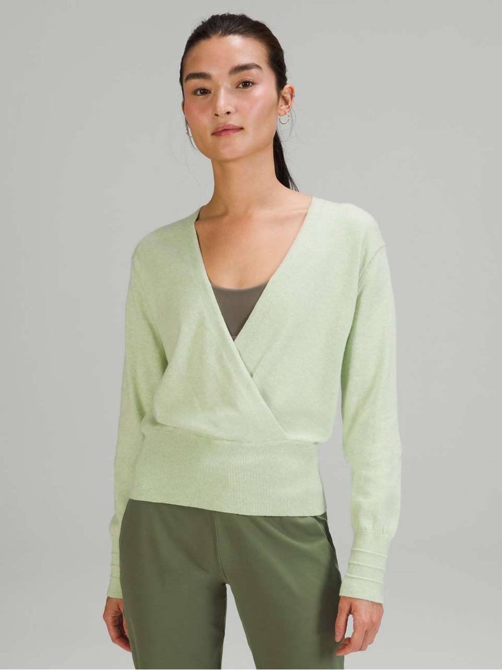lululemon Crossover Ribbed Waist Sweater in Heathered Creamy Mint
